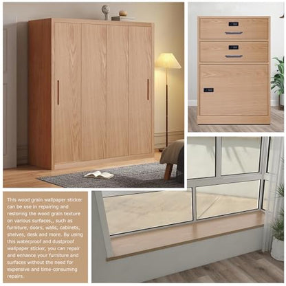 Wood Grain Contact Paper Peel and Stick Wallpaper Self Adhesive Wall Paper for Furniture Countertop Drawer Shelf Liner Cabinet Waterproof Easy to Clean 17.7" X 393" - color: Teak, size: 17.7"W x 393"L