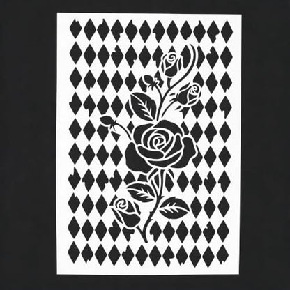 TIAMECH A4 Reusable Lattice Rose Diamond Grid Stencil for Painting - color: Lattice Rose Diamond Grid