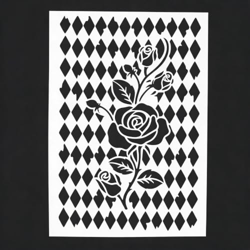 TIAMECH A4 Reusable Lattice Rose Diamond Grid Stencil for Painting - color: Lattice Rose Diamond Grid