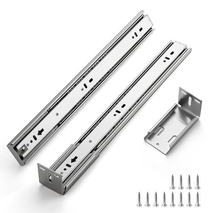 22 Inch Soft Close Drawer Slides, Side Mount Ball Bearing, 10 Pairs, Silver - size: 22 Inch
