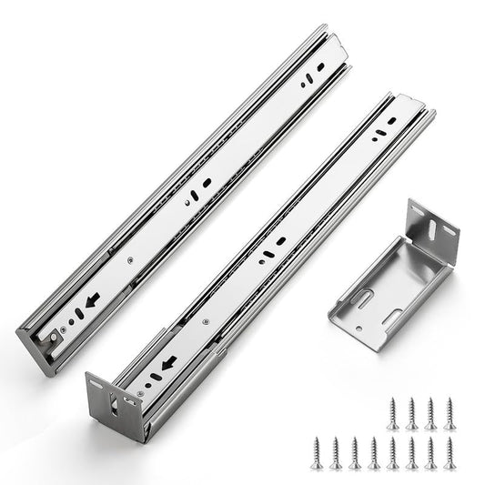 18 Inch Soft Close Drawer Slides, Side Mount Ball Bearing, 10 Pairs, Silver - size: 18 Inch