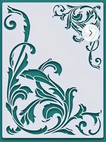 2Pcs Brocade Floral Wall Stencils Template Reusable Spray PaintStencils for Craft Painting on Wood Craft Canvas Walls Wood Furniture Decorations DIY Scrapbooking, kbatuo-001