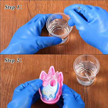 Patelai 2 Pairs Epoxy Silicone Gloves for Resin Reusable, Black, Blue