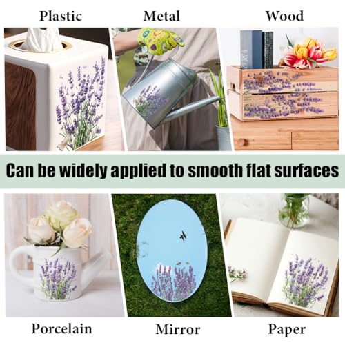PLIGREAT 3 Sheets Lavender Rub on Transfers for Crafts and Furniture, Rub on Decals Flower Furniture Transfer Stickers for DIY Fridge Door Table Decoration Home Decor Transfer Paper - style: Purple Lavender