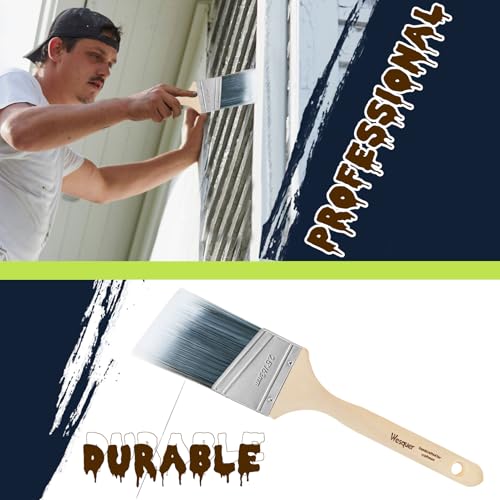Wesquer 2.5 Inch Angled Paint Brushes 12 Pack Bulk Professional Stain Wood - size: 2.5inch (12 pack)