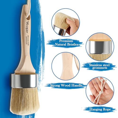 Wesquer 5-Pack All in One Paint Brush - Chalk & Wax Brushes for Furniture