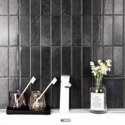 Peel and Stick Tile, Self-Adhesive Kitchen Backsplash Matte Finish - color: Ash Black