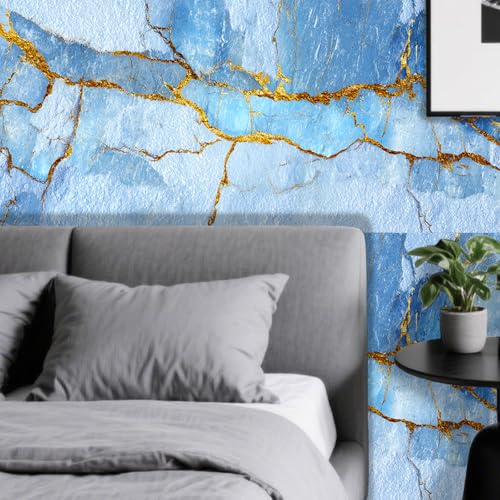 Nuxovilar Light Blue Crystal Marble Wallpaper Peel Stick 15.75x39.37 - color: YFW07271, size: 15.7" x 39.4"