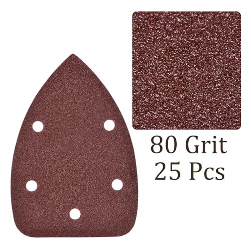60pcs Mouse Sander Detail Sandpaper 80Grit 3.5"x5.5" Triangle - size: 80 grit