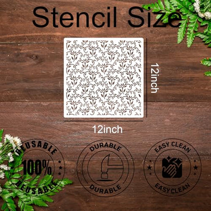 Damask Stencils for Walls 12inch Damask Stencil - style: Damask