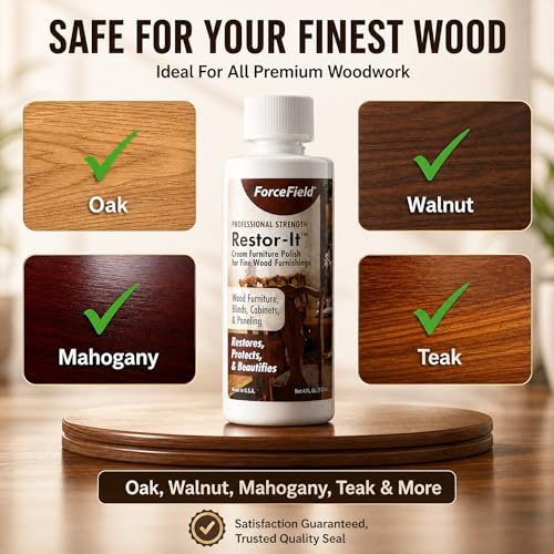 ForceField® Restor-It Furniture Polish and Conditioner for Fine Wood - Restores Oils & High-Gloss Luster, Removes Dust, Dirt & Allergens, No Waxy Buildup - 4 oz - size: 4 Fl Oz (Pack of 1)
