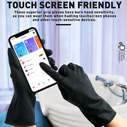 ThxToms Chemical Resistant Reusable Latex Gloves, 5 Pairs Professional Hair Coloring Rubber Gloves for Cleaning, Hair Dyeing - size: Small (10 Count)