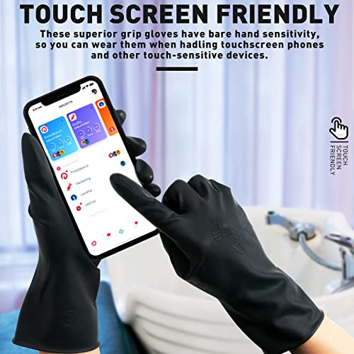 ThxToms Chemical Resistant Reusable Latex Gloves, 5 Pairs Professional Hair Coloring Rubber Gloves for Cleaning, Hair Dyeing - size: Large (10 Count)