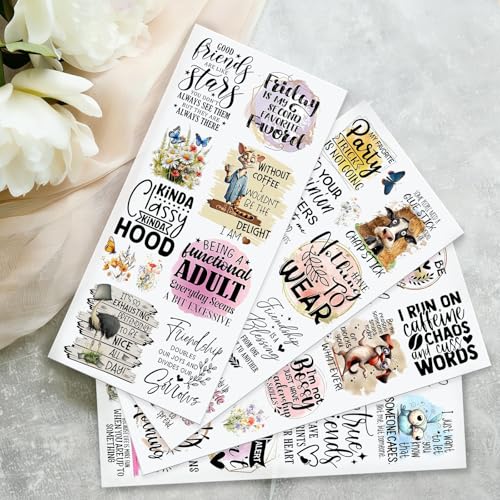 4 Sheets Rub on Transfers for Crafts, Animal Satirical Quotes Furniture Transfers for Wood, Glass, Plastic & Ceramics, Decorative Decals - style: Animal Satirical Quotes