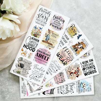 4 Sheets Rub on Transfers for Crafts, Animal Satirical Quotes Furniture Transfers for Wood, Glass, Plastic & Ceramics, Decorative Decals - style: Animal Satirical Quotes