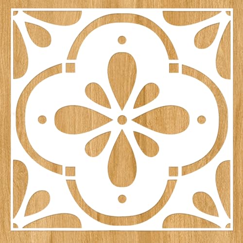 2-Pack 12" x 12" Large Reusable Floor Tile Stencils for Painting, Boho