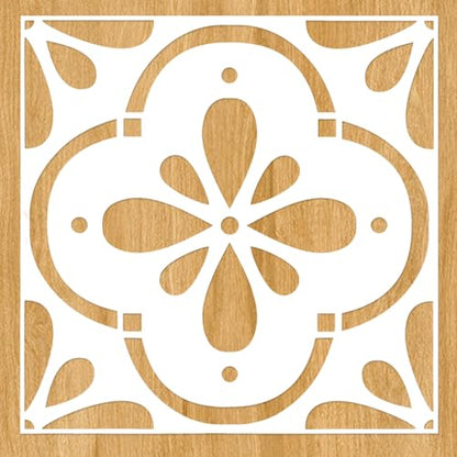 2-Pack 12" x 12" Large Reusable Floor Tile Stencils for Painting, Boho