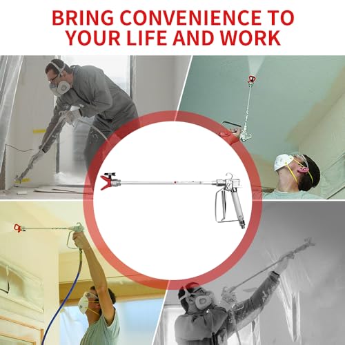3600 PSI High Airless Paint Sprayer Gun with Nozzle Guard and with 5 Spray Nozzle Tips and 5 Airless Paint Sprayer Gun Filters and 16Inch(40CM) Spray Painted Extension Pole (211, 313, 415, 517, 623)