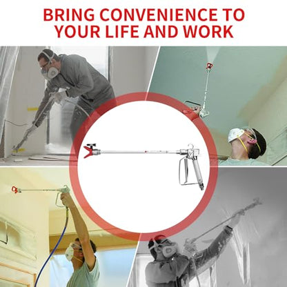 3600 PSI High Airless Paint Sprayer Gun with Nozzle Guard and with 5 Spray Nozzle Tips and 5 Airless Paint Sprayer Gun Filters and 16Inch(40CM) Spray Painted Extension Pole (211, 313, 415, 517, 623)