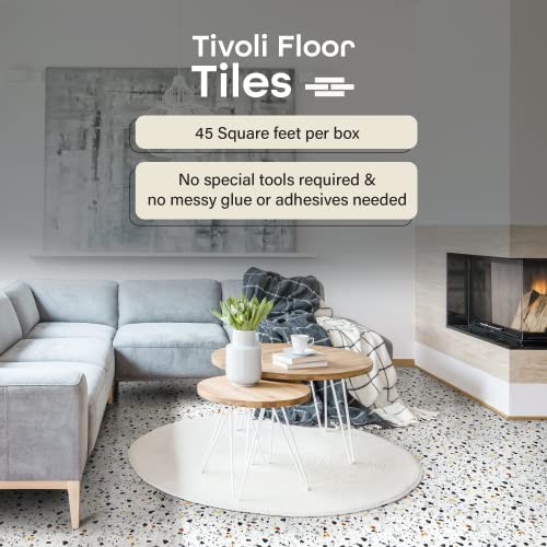 Tivoli Self Adhesive Vinyl Floor Tiles, 45 Tiles, 12 x 12 in, Peel & Stick - color: Mosaic