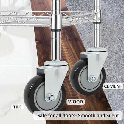 Finnhomy Swivel Caster Wheels 4 Inch Threaded Stem Casters Set of 4 Heavy Duty 3/8"-16 x 1 Anti-wear Polyurethane Industrial Castor Wheels for Cart/Furniture Load Bearing 2200 Lb Smooth Caster Black - style: 4 Inch
