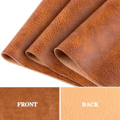Faux Leather Sheets Fabric 16" X 54",Thick Durable Synthetic Upholstery Vinyl, Suitable for Furniture Replacement and Renovation Materials, Wallets, DIY Sewing Projects (Brown, 16"X54") - color: Brown, size: 16"X54"