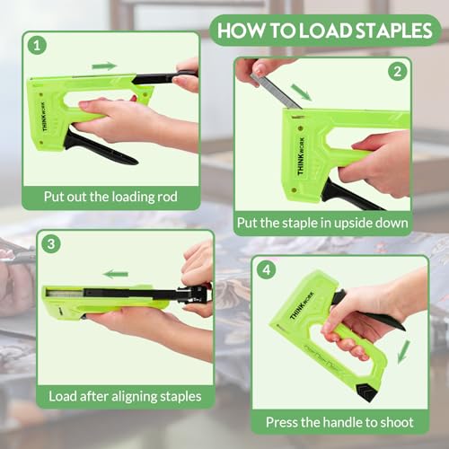 THINKWORK Light Duty Staple Gun - Upholstery Staple Gun for Wood - color: Green