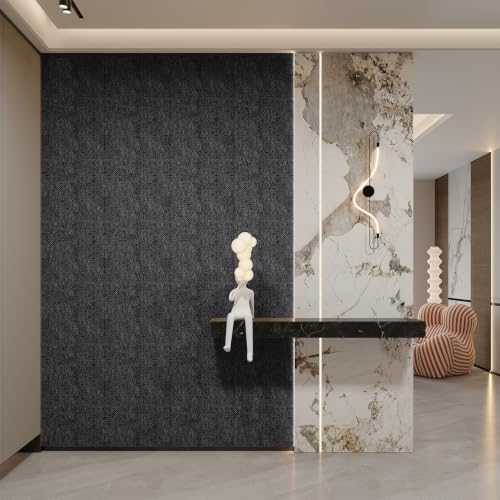 Yutianli 3D Wall Panel Peel and Stick Soundproof Foam Linen Wall Cloth Dark Grey 16.7"x118" Self-Adhesive Decorative Wallpaper Anti-Collision Wall Padding - color: Dark Gray