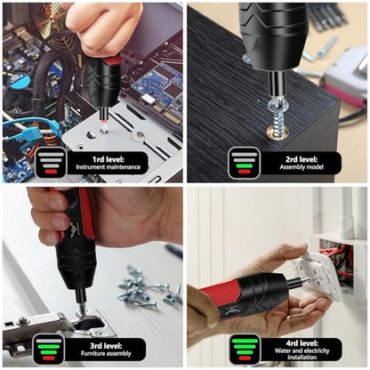 3.6V Electric Screwdriver Rechargeable, Cordless Screwdriver - color: Red-36pcs