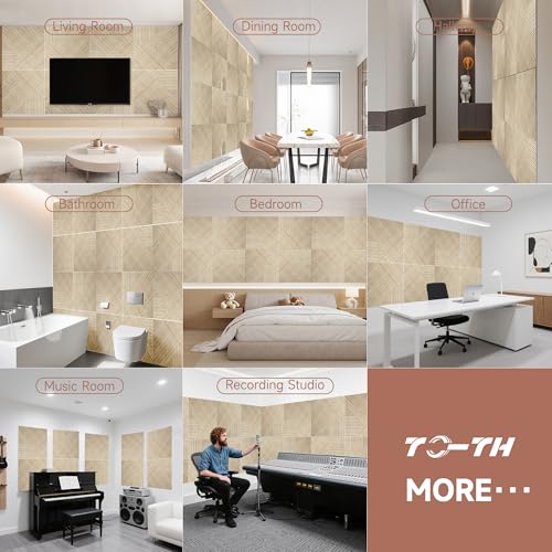TO-TH Sound Absorbing Panels Self-Adhesive Acoustic Panel 6Pack, Rustic Oak - color: Rustic Oak
