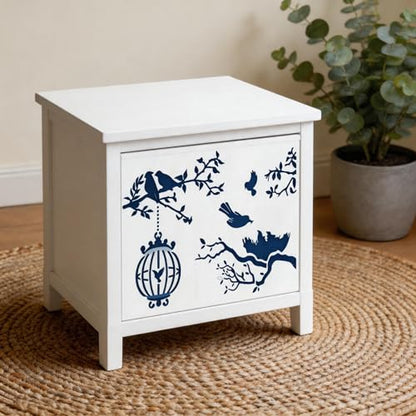 TIAMECH A4 Reusable Birds Tree Birdcage Stencil for Painting - style: Birdcage Bird