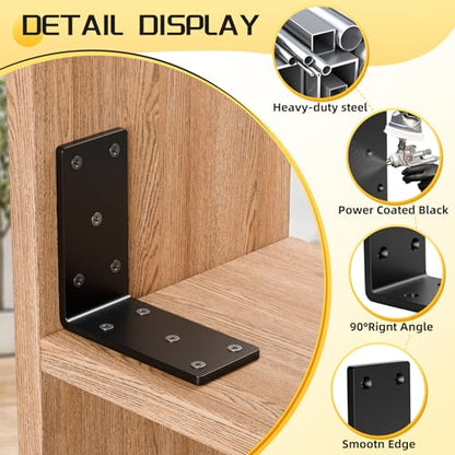 4 Pcs 5X 5 Heavy Duty L Brackets for Wood,90 Degree Angle Bracket,Thick6mm - color: 6mm- 4 PCS
