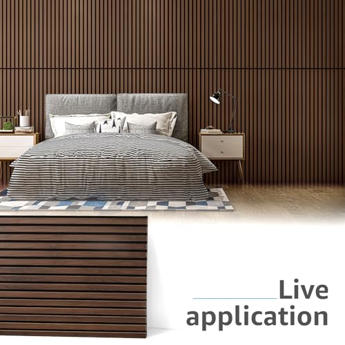 Art3d 2-Pack 3D Fluted Wood Sound Absorbing Slat Wall Panel, Dark Walnut - color: Dark Walnut, size: 2pcs - 47.2＊23.6in.