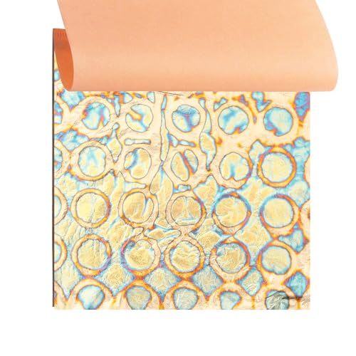 KINNO Variegated Gold Leaf Sheets 25 PCS with Ring Patterns, 5.51*5.51inch - color: Round