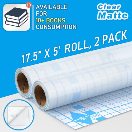 Chell 2 Pack Matte Clear Contact Paper Roll, Book Cover, 17.5 in x 5 ft