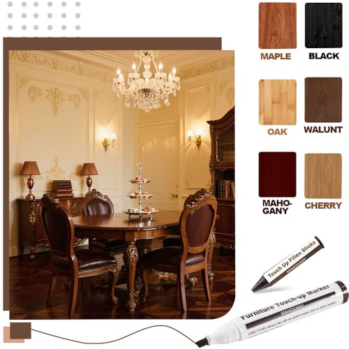 Furniture Repair Kit Wood Markers - 13 Markers & Wax Sticks with Sharpener - color: 6 Colors