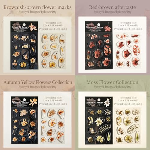 66 Pcs 3D Epoxy Dried Flower Stickers for Scrapbooking - color: The Echoes of Nature