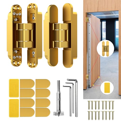 6" Hidden Door Hinge/Concealed Hinges,Invisible Hinges - color: Gold, size: 6 Inch