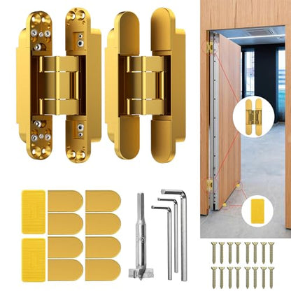 6" Hidden Door Hinge/Concealed Hinges,Invisible Hinges - color: Gold, size: 6 Inch