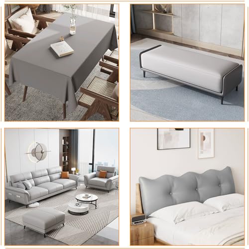 Marine Vinyl Fabric Faux Leather: Soft Vinyl Upholstery Leather 54" x 36" - color: Grey