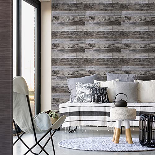 Yun-aeon Natural Wood-Gray Contact Paper Peel and Stick Wallpaper - color: Natural Wood-Gray, size: 17.3" x 120"