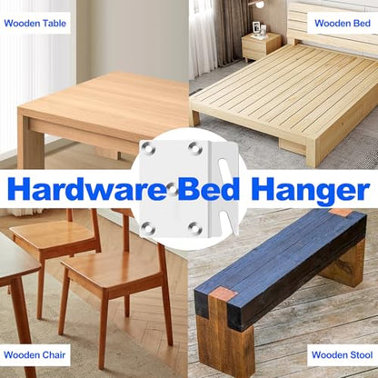 ASTIMESA 2 Pieces Heavy Duty Bed Rail Brackets Parts, Universal Bed Frame Hardware Replacement Kit, Headboard Frame Hooks Support Plates Connector for Wood Footboard Furniture