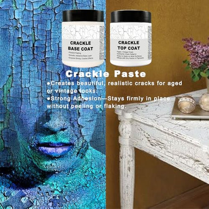 Crackle Paste & Metallic Acrylic Paints Set for Wood/Canvas/Furniture - color: Crackle Paste+Metallic Paints +Tools