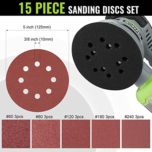 WORKPRO 5-Inch Random Orbit Sander Variable Speed with Dust Bag - size: Random Orbit Sander