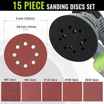 WORKPRO 5-Inch Random Orbit Sander Variable Speed with Dust Bag - size: Random Orbit Sander