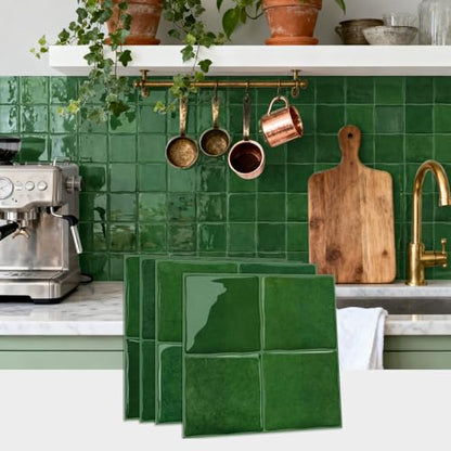 20 Sheets 3D Stereoscopic Peel and Stick Backsplash Tile Stickers - color: Green