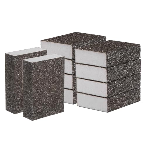 HARFINGTON 10pcs Coarse Sanding Sponge Blocks 80-100 Grit Foam Sanding Block for Polishing Kitchen Metal Wood Drywall, 100x70x25mm - size: 80-100 Grit
