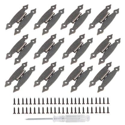 12 Pcs H-Shape Cabinet Hinges, Copper Hammercraft Flat Flush Mount - color: Antique Copper, size: 12 Pack