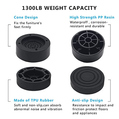 Furniture Risers Black Bed Risers 2 inch (Set of 6), Heavy Duty - color: Black-6 Pack, size: two layers (2.3 inch)