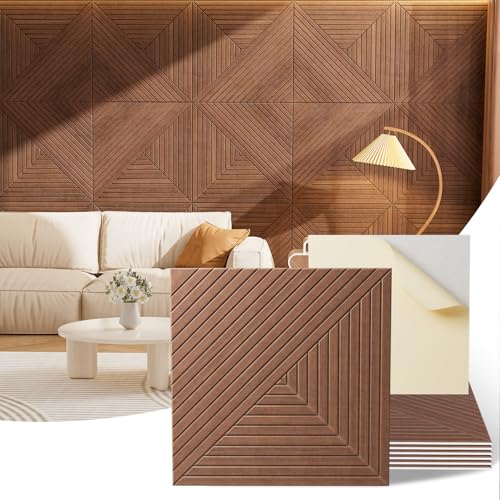 Acoustic Wall Panels, 6 Piece 23.62" X 23.62" Peel and Stick Wall Panels - color: Elysian Step Vortex, size: 72 X 48 Inches